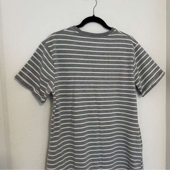 Little Bipsy Swoop T Shirt Dress Gray White Striped Side Pockets Size L Women’s - Picture 6 of 9